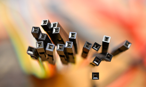 Close up of a number of electrical wire connectors