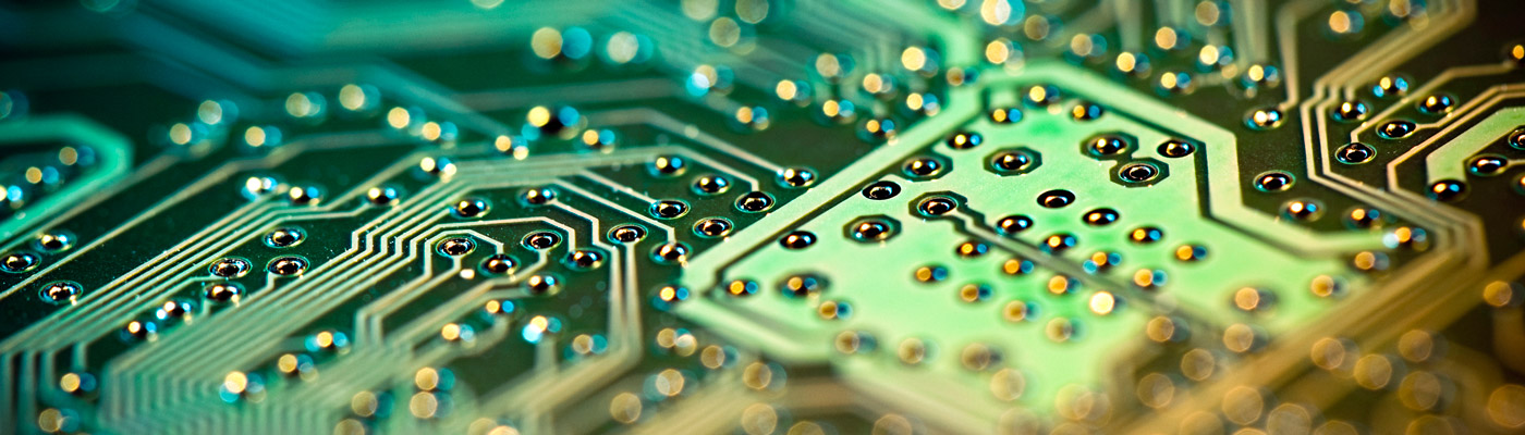 Close-up of green circuits board