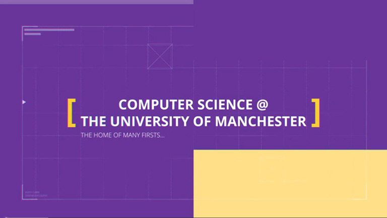 Computer Science at The University of Manchester text overlaid on a purple background